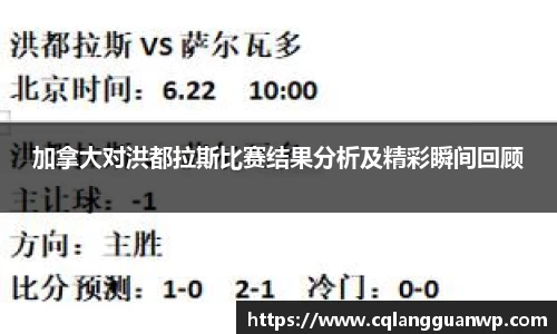 加拿大对洪都拉斯比赛结果分析及精彩瞬间回顾